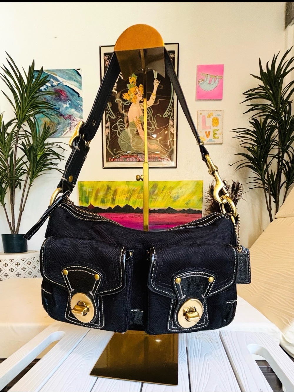 RARE Vintage Coach 65th Anniversary Legacy Signature Pocket Leigh #13102 🖤✨‎
